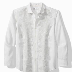 Tommy Bahama Down the Isle Linen Shirt White Embroidered Men’s Large NWT
